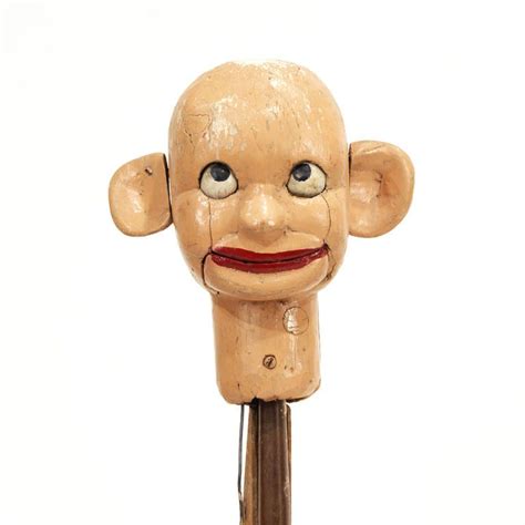 Carved Wood Ventriloquist Dummy Head Antique Sculpture