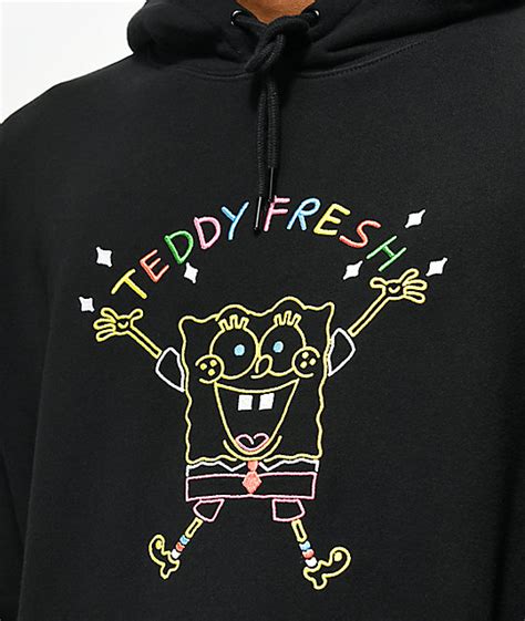 Teddy Fresh X Spongebob Squarepants Embroidered Black Hoodie Zumiezca