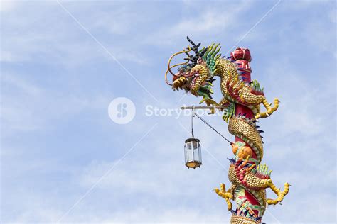 Chinese Dragon On Blue Sky With Cloud Royalty Free Stock Image