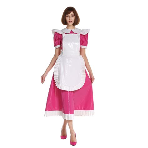 Buy Gocebaby Women Sissy Maid Lockable Medium Length Pvc Dress Uniform Crossdresser Online At