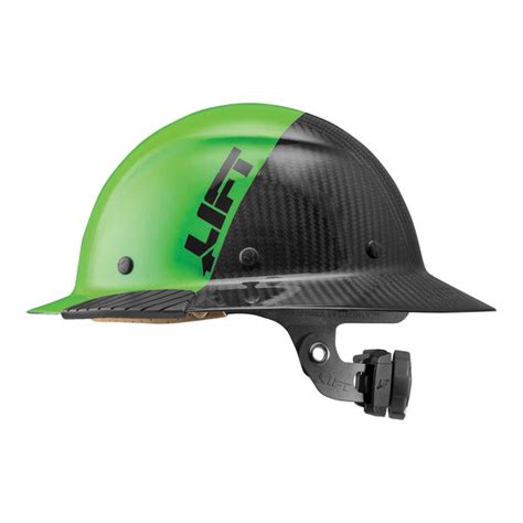 Lift Safety Dax Fifty50 Lime Green Black Carbon Fiber Full Brim Hard