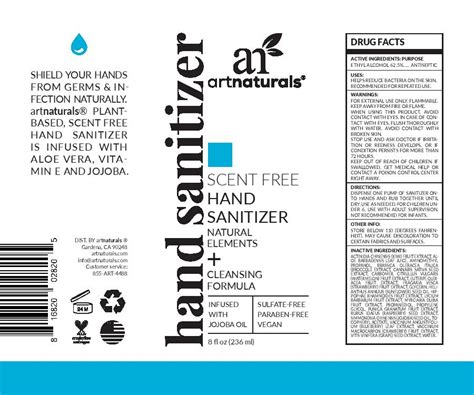 Shield your hands from germs and infection naturally with our 7.4 oz. Artnaturals Hand Sanitizer Msds Sheet : Sanell Hand Sanitizer Ingredients / By containment or ...
