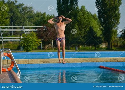 Swimmer By A Pool On A Sunny Morning Stock Image Image Of Bathing Male 161301879