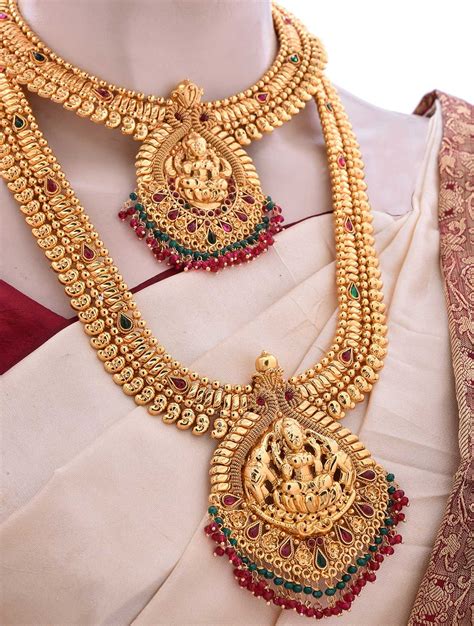 Rent Marriage Bridal Jewellery Set With Pink Kemp Stones Online Free