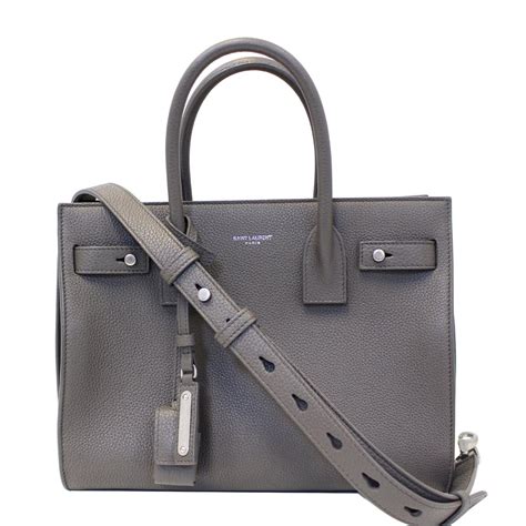 Yves Saint Laurent Sac De Jour Small Grained Leather Shoulder Bag Grey