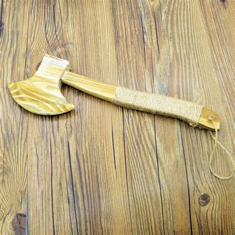 Toy Wooden Axe Handle Wrapped With Hemp Rope And The Tail Etsy