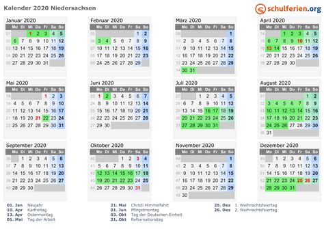 Tipps während der schulferien in niedersachsen 2020/2021. Kalender 2020 + Ferien Niedersachsen, Feiertage