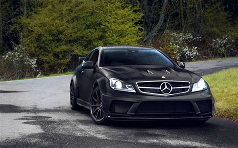 Black Mercedes Benz Coupe On Road Hd Wallpaper Wallpaper Flare