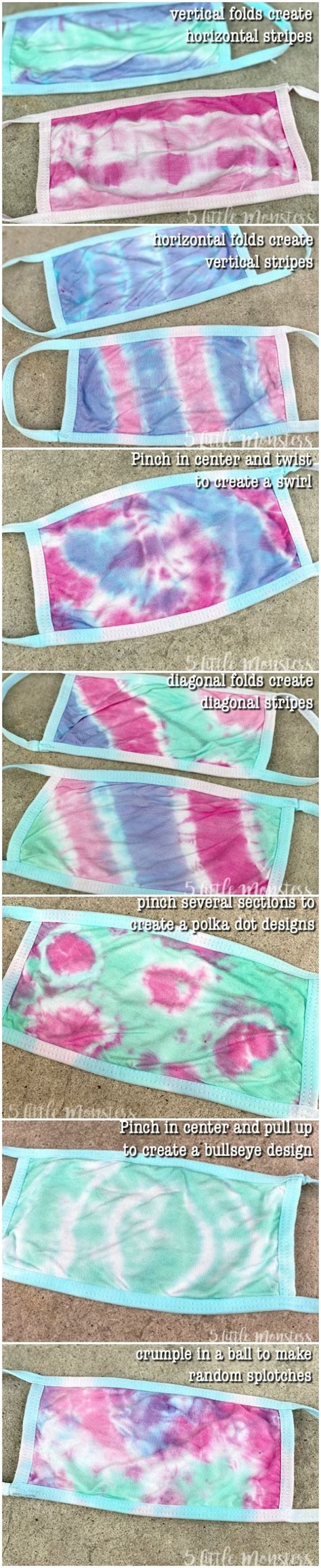 Seven Different Techniques To Tie Dye Face Masks For Fun Colorful
