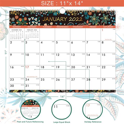 2022 Wall Calendar Monthly Calendar 2022 From January 2022 December