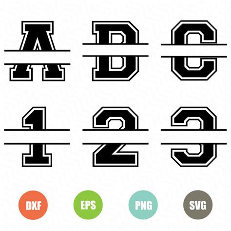 Varsity Split Font Svg Full Alphabet Numbers By Newsvgart