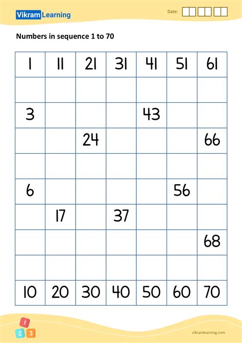 Download 04 Numbers In Sequence 1 To 70 Worksheets