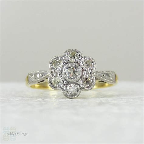 Antique Diamond Engagement Ring Edwardian Daisy Flower Diamond Cluster