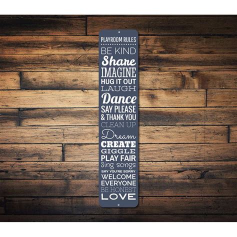 Playroom Rules Novelty Decor Metal Wall Sign 4x18 Inches