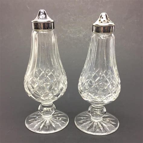 We do not guarantee that any tops are original to that shaker. Waterford Crystal Glass Lismore Footed 6" Salt & Pepper ...