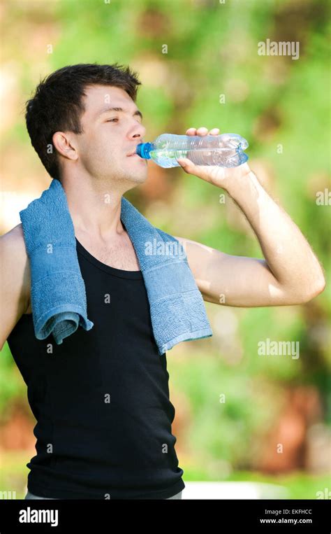 Man Drinking Water After Fitness Stock Photo Alamy