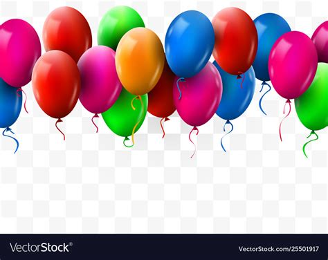 3d Realistic Colorful Bunch Birthday Balloons Vector Image