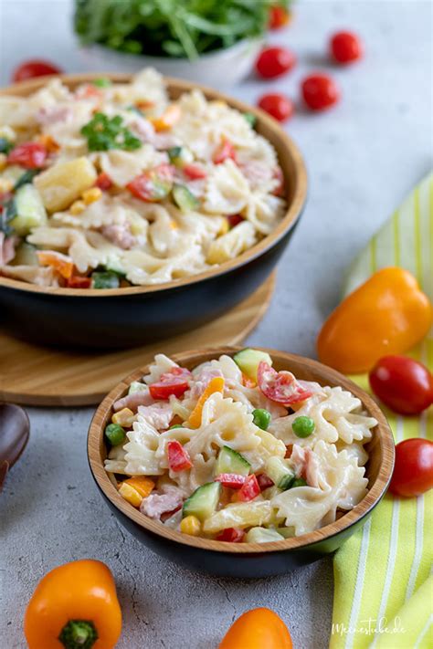Nudelsalat mit Joghurt und Ananassaft ideal für Kinder