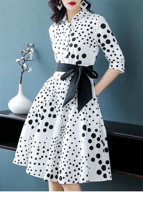 Best White Polka Dots Polka Dress Midi Dress With Sleeves Half Sleeve Dresses