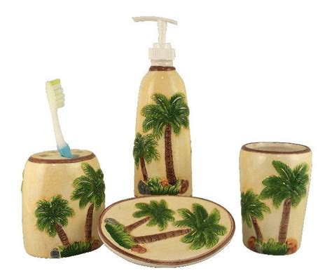 You don't have to break the bank to upgrade your bathroom with this adorable accessory set. Hibiscus+Kitchen+Accessories | TROPICAL PALM TREE BATHROOM ...