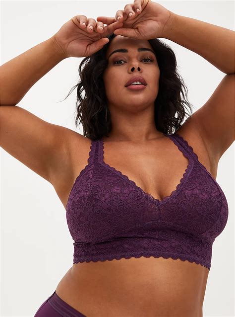 Plus Size Dark Purple Lace Racerback Bralette Torrid