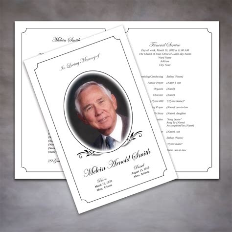 Decorative Oval Funeral Program Template Etsy Funeral Program