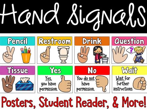Editable Hand Signal Posters Student Reader Teacher Book Anchor