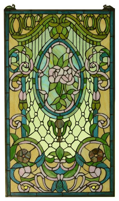 20 X 34 Large Handcrafted Stained Glass Window Panel Flowers