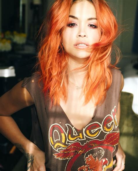 rita ora style copper hair color celebrity wallpapers red jumpsuit orange hair celebs