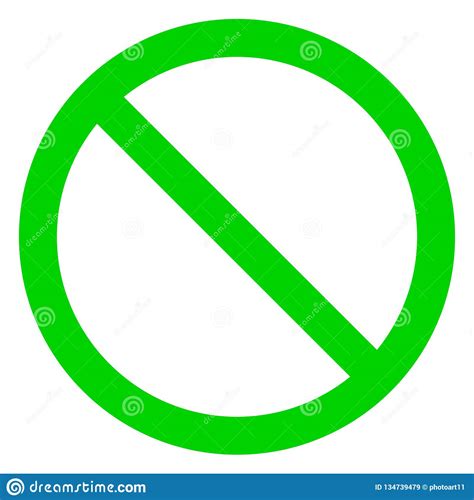 No Sign Green Thin Simple Isolated Vector Stock Vector
