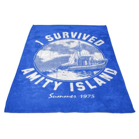 I Survived Amity Island Fleece Blanket Once Upon A Tee