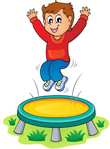 Royalty Free Clip Art Of Kid Jumping On Trampoline Clip Art Vector