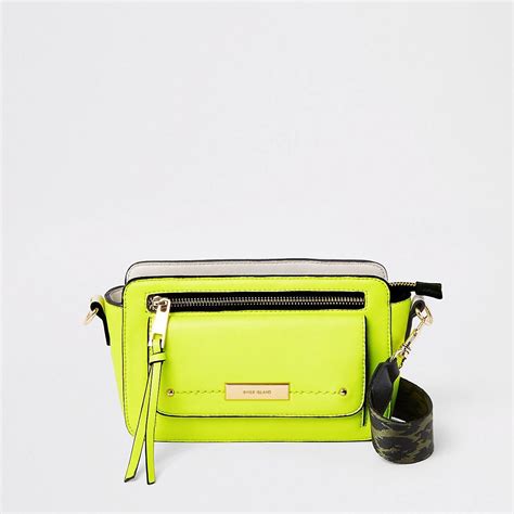 Neon Yellow Pocket Front Cross Body Bag