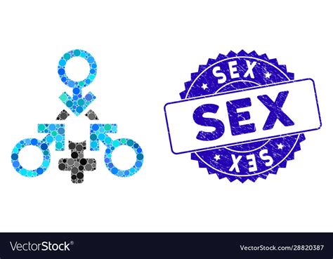 Mosaic Triple Penetration Sex Icon With Scratched Vector Image