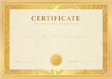 Certificate Diploma Of Completion Template Background Gold In Simple