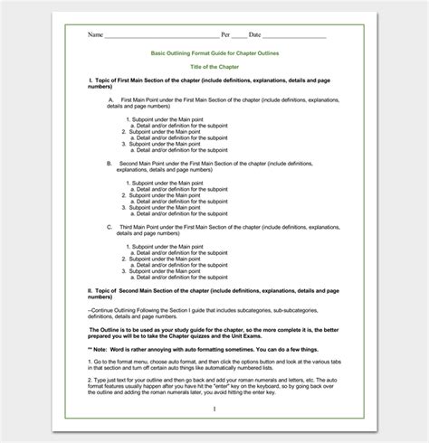 Chapter Outline Template 10 Free Formats Examples And Samples