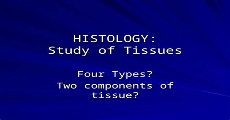 Histology Study Of Tissues Four Types Two Components Of Tissue