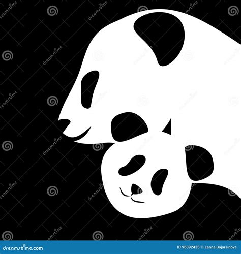 Panda Bear Silhouettes Mother And Baby Vector Illustration Stock Vector