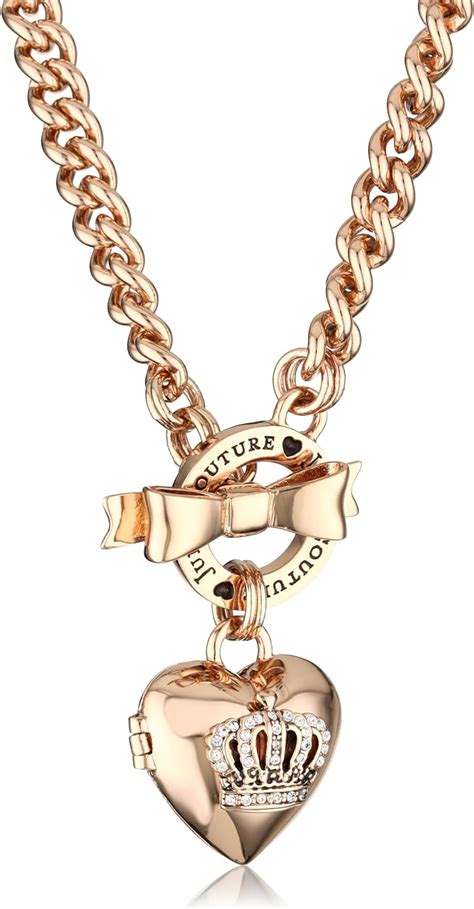 Juicy Couture Bow Toggle Heart Crown Necklace Jewelry