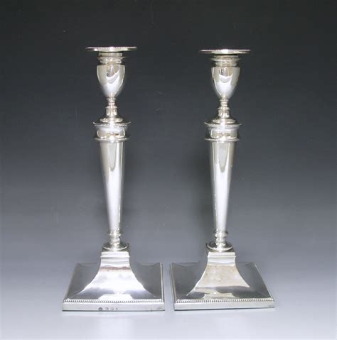 Pair Of George Iii Antique Silver Candlesticks Made In 1784 William