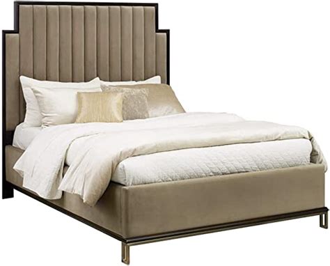Benjara Vertical Channel Fabric Queen Size Bed With Tall