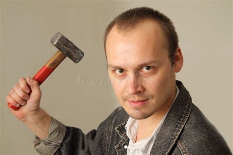 Aggressive Man With A Hammer Stock Photo Image Of Confrontation