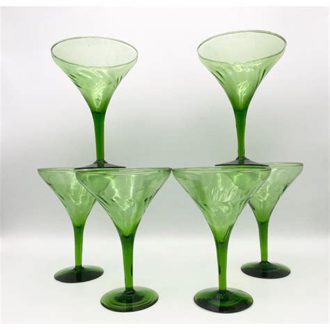 Vintage Green Martini Glasses Set Of 6 Chairish