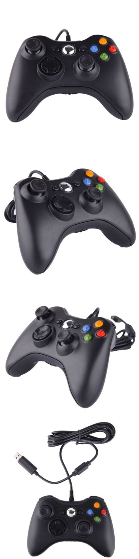 Black Usb Wired Dual Shock Gamepad Game Controllers For Microsoft Xbox