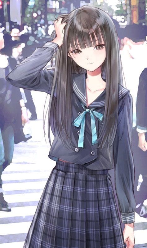 Anime Art~♡ School Girl School Uniform Seifuku Sailor Uniform