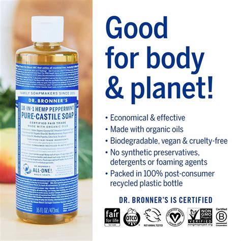 Dr Bronners Pure Castile Liquid Soap Tea Tree 16oz Nuts N