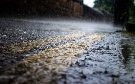 Download Wallpapers Heavy Rain Wet Road Dividing Lines Road Markings