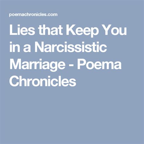Narcissistic Marriage The Five Lies That Bind Poema Chronicles