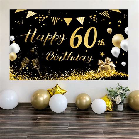 Paper And Party Supplies Decorative Black Background Custom Banner Golden