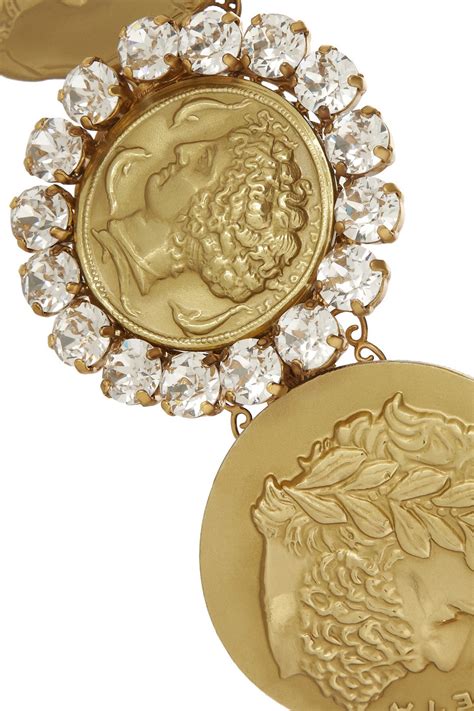 Dolce And Gabbana Gold Tone Swarovski Crystal Coin Headband In Metallic